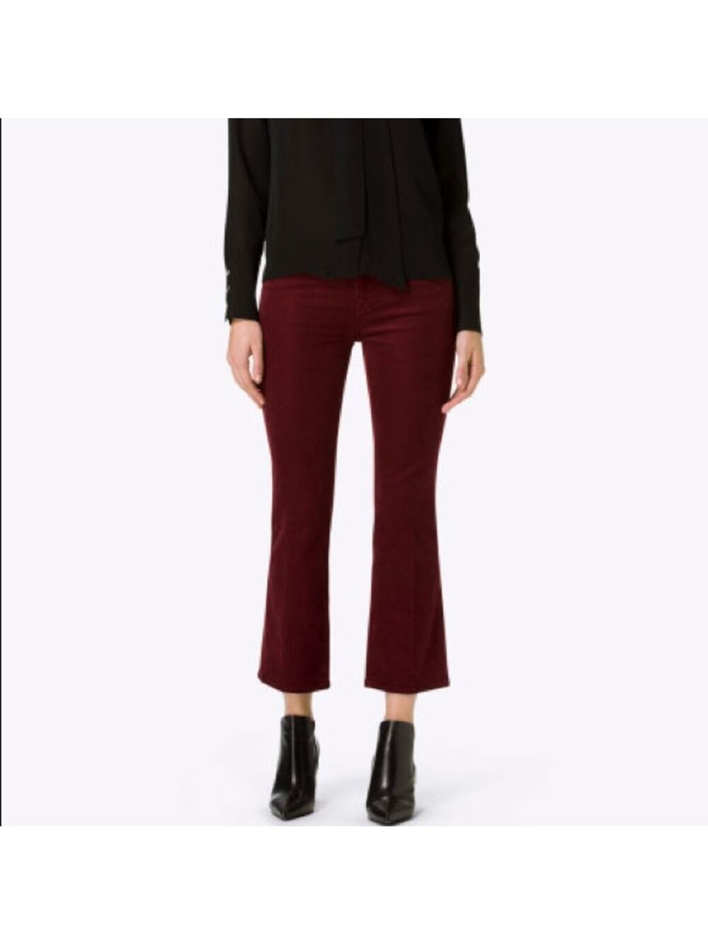 J Brand Oxblood Corduroy Selena Bootcut Cropped Pants Size 27